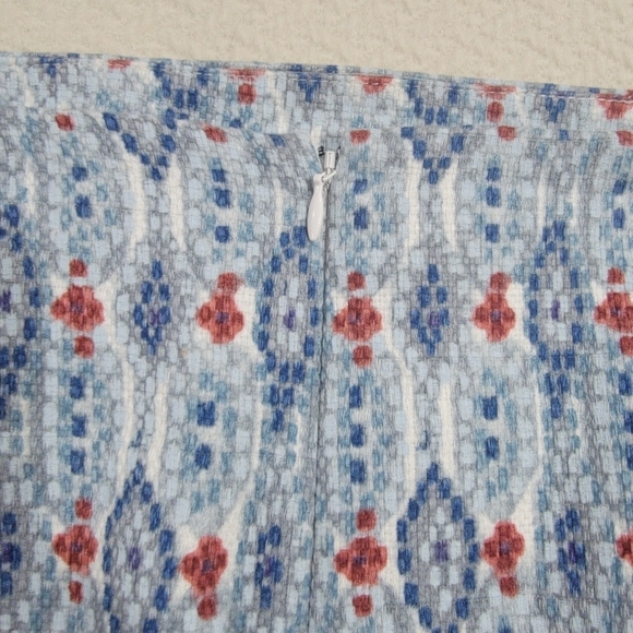 LOFT Blue red Career Knee Length Skirt Size 6 - Picture 9 of 13